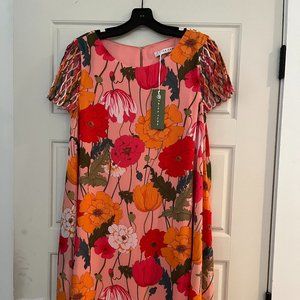 New With Tags Trina Turk Women's Pink Floral Swing Dress, Size M